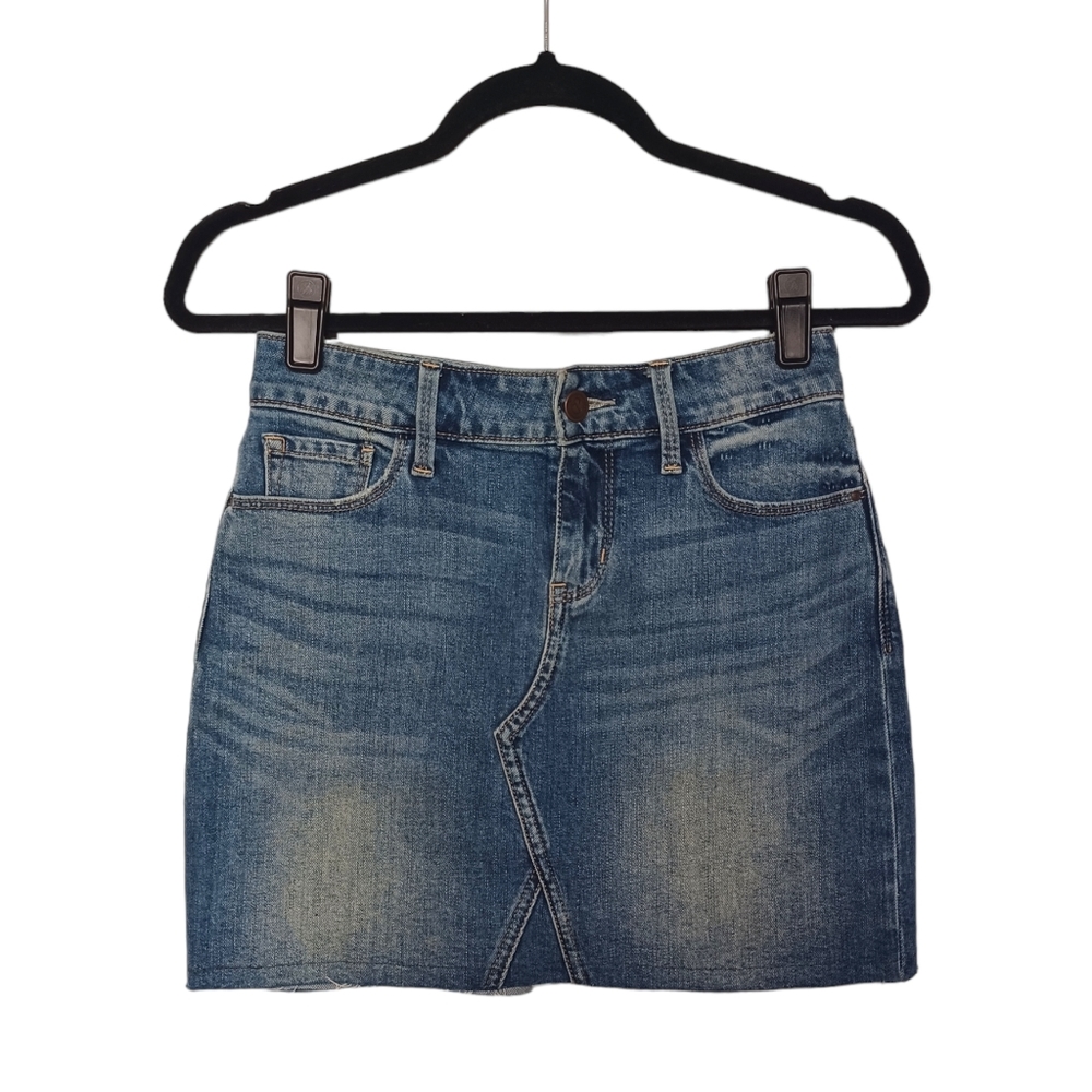 TREASURE & BOND Dark Medium Blue Jean Denim Mini Skirt 25